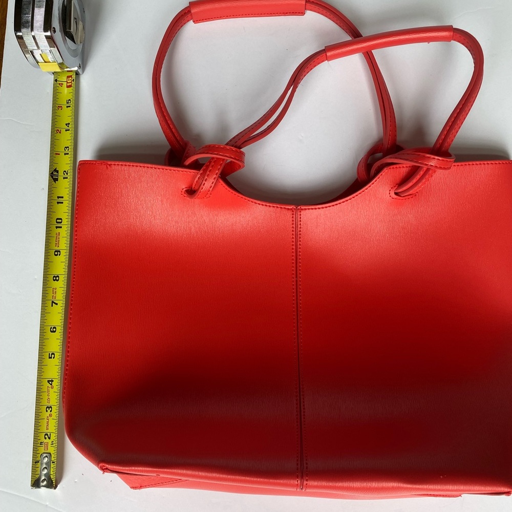 Neiman Marcus Coral Red Pink Classic Tote Bag Shopper Shoulder Bag, New Handbag